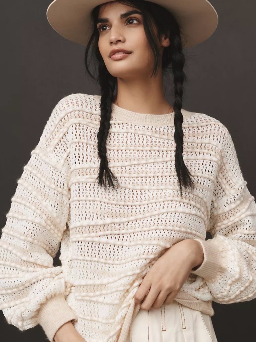 SOLD OUT Anthropologie Cream Open-Knit Sweater Top